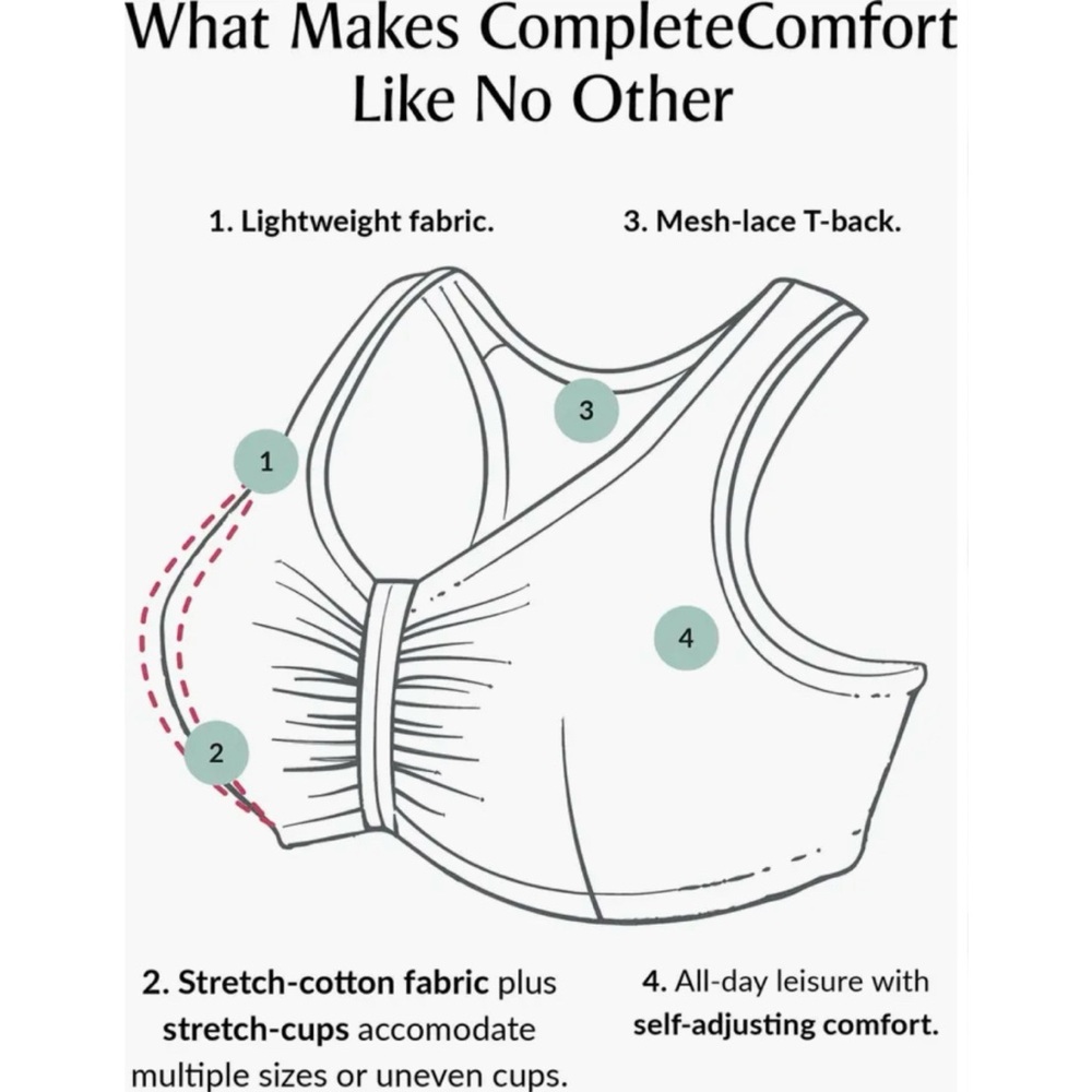 GLAMORISE Front Close Cotton Blend T-Back Comfort Bra ❤️NWT IN STORES❤️ - Picture 7 of 8